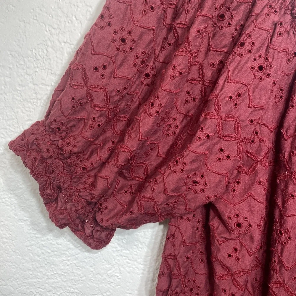 American Eagle‎ On/Off the Shoulder Puff Sleeve Cropped Eyelet Top Size XL